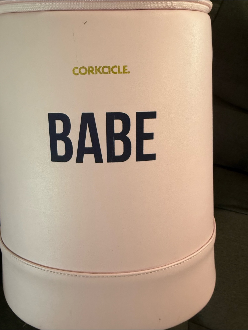 Corkcicle Pink Cooler with Black 'BABE' Print